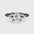 Oval Shaped Lab Grown Pink Sapphire Moissanite Cluster Engagement ring
