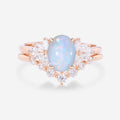 Oval cut Opal Engagement ring Bridal Set