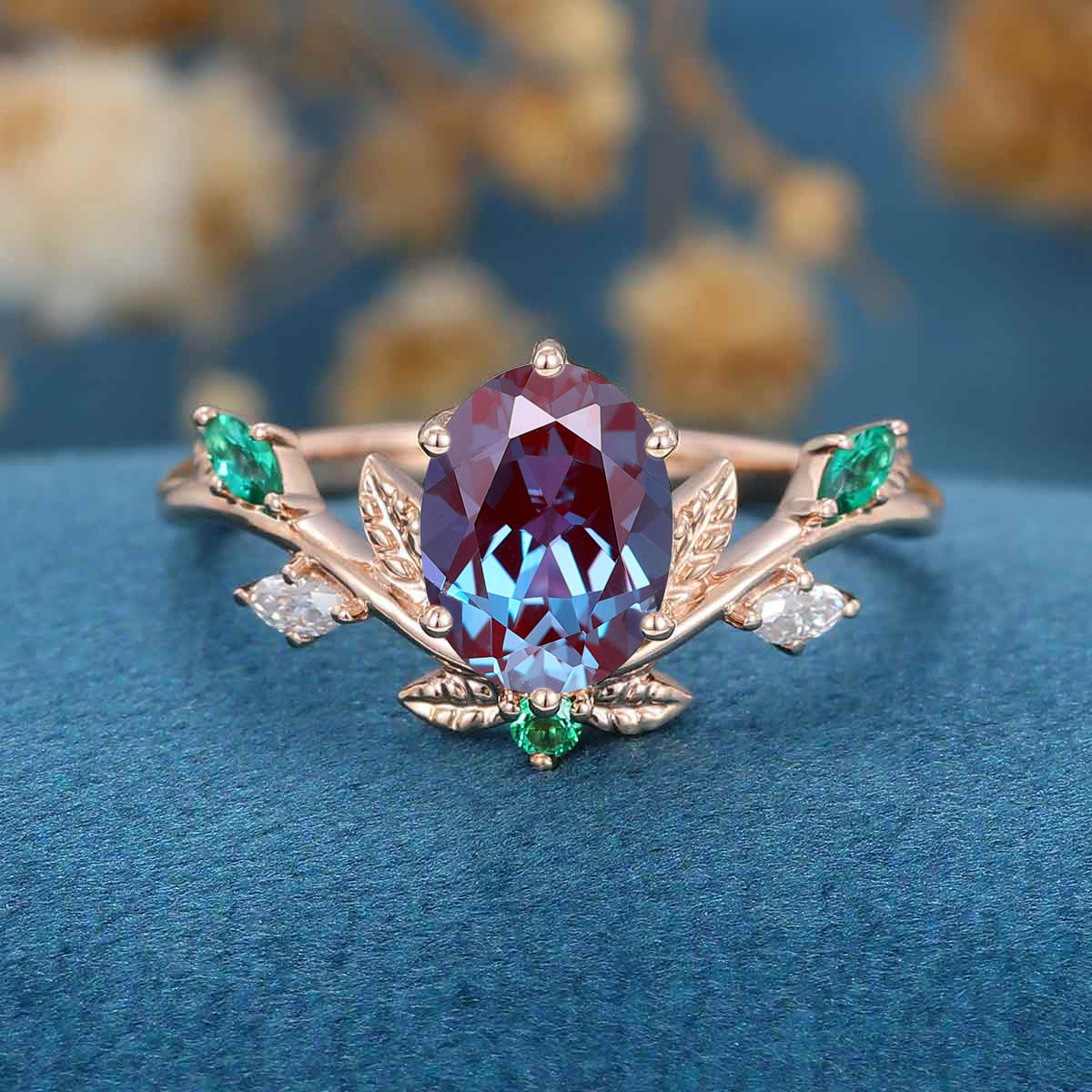 Pear cut Alexandrite Engagement ring 