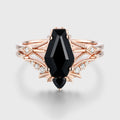 Coffin cut Black Onyx Gothic Bridal Set