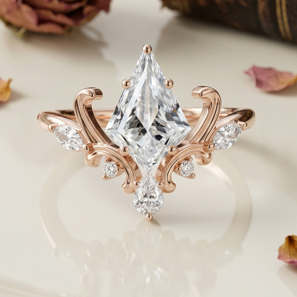 Vintage 1.0CT~3.0CT Kite cut Lab grown Diamond Engagement Ring