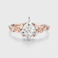 Nature Inspired Solid Gold Kite cut Moissanite Leaf Engagement Ring