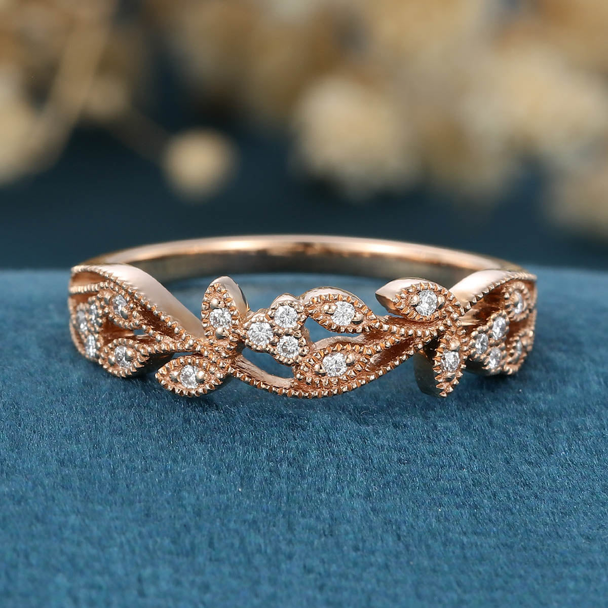 Copy of Nature Inspired moissanite | Diamonds Leaf branch stacking Gold wedding ring