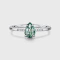Natural Green Moss Agate pear cut cluster Engagement Ring