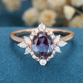 Oval cut Alexandrite | Diamond Engagement ring 