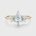 Kite cut Moissanite Cluster Engagement Ring