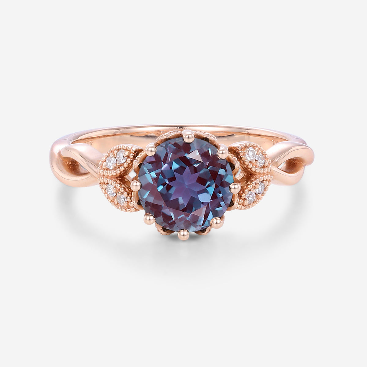 Round Cut Alexandrite Engagement Ring