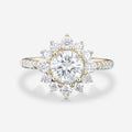 Round Moissanite Halo | Flower Half Eternity Engagement ring