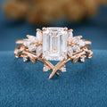 Emerald cut Lab Grown Diamond Wedding bridal set