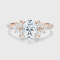 Oval cut Moissanite Cluster | Half Eternity Engagement ring