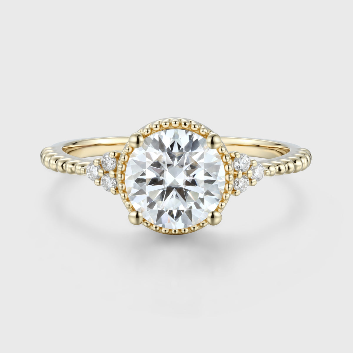 Round cut Moissanite Twisted Engagement Ring