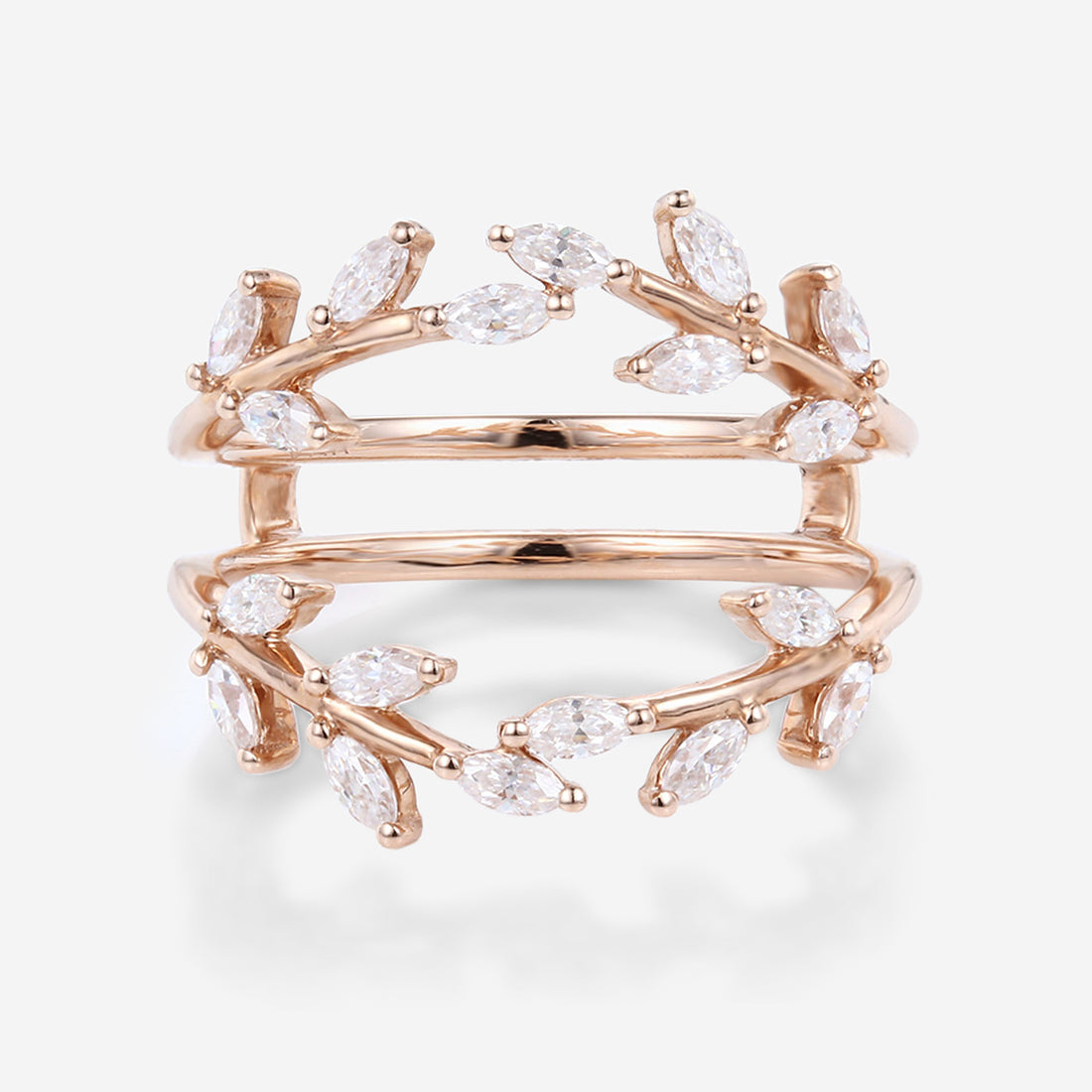 Nature Inspired moissanite | Diamonds Leaf branch stacking Gold wedding ring