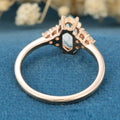 Long Hexagon cut Moss Agate Matching Mossanite | Diamonds Gold Engagement Ring