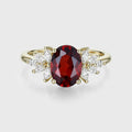 1.5Carat Oval cut garnet Cluster Engagement ring