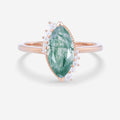 Marquise cut Moss Agate Matching London blue Topaz Gold Engagement Ring