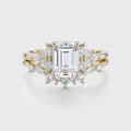 Emerald cut Moissanite Engagement ring Bridal Set