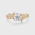 1.0CT~5.0CT Round cut Lab Grown Diamond Cluster Leaf Gold Engagement Ring
