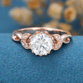 1.2Carat Round cut Moissanite Flower Engagement Ring