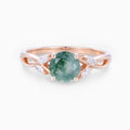 Round cut Moss Agate Matching Mossanite | Diamonds Gold Engagement Ring