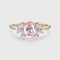 Oval Shaped Lab Grown Pink Sapphire Moissanite Cluster Engagement ring