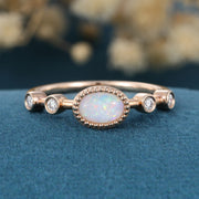 Bezel setting Oval cut Opal Gold Engagement Ring