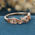 Copy of Nature Inspired moissanite | Diamonds Leaf branch stacking Gold wedding ring