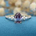 Oval cut Alexandrite | Diamond Engagement ring 