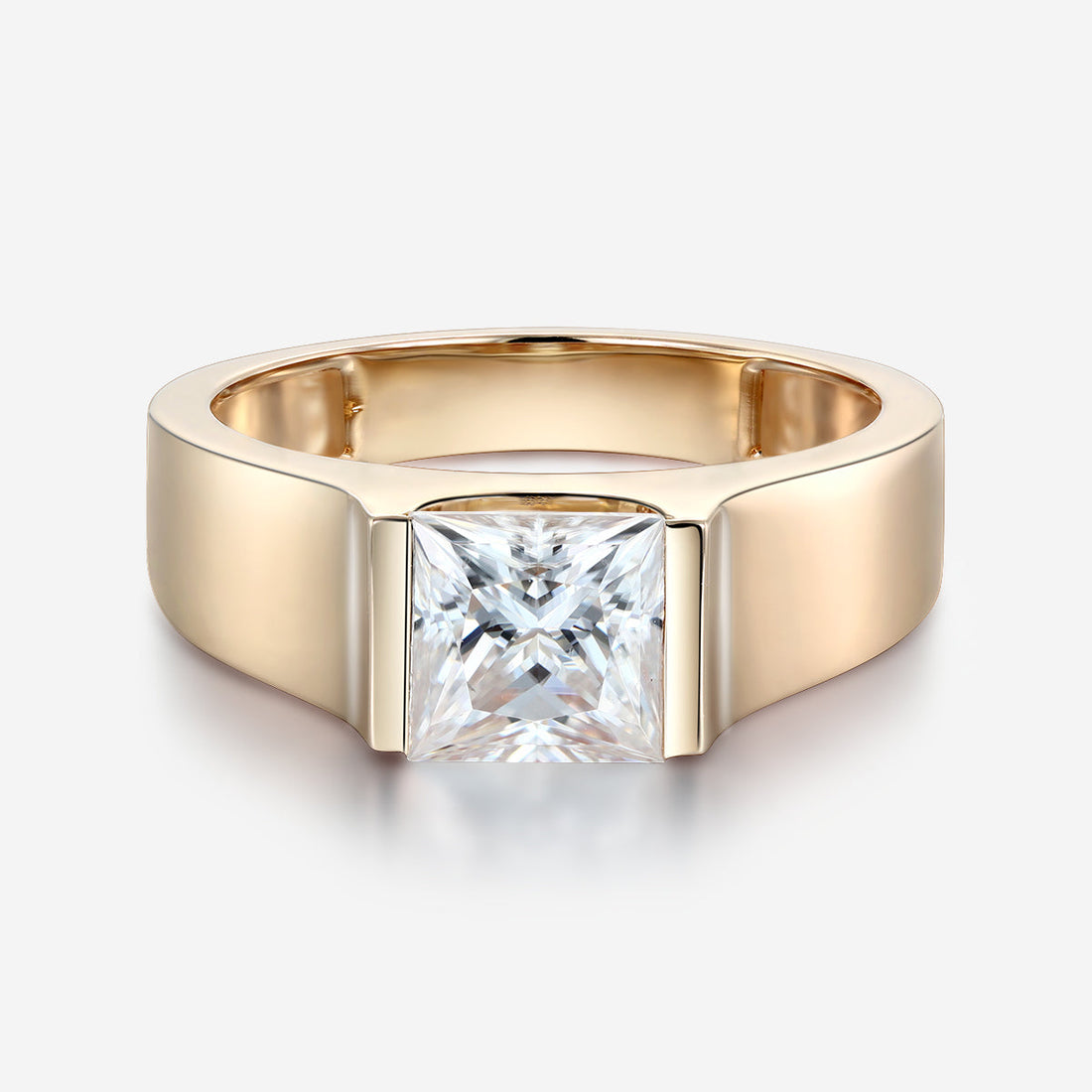 2.0Carat Princess Cut Moissanite Statement Ring • Mens Wedding Band