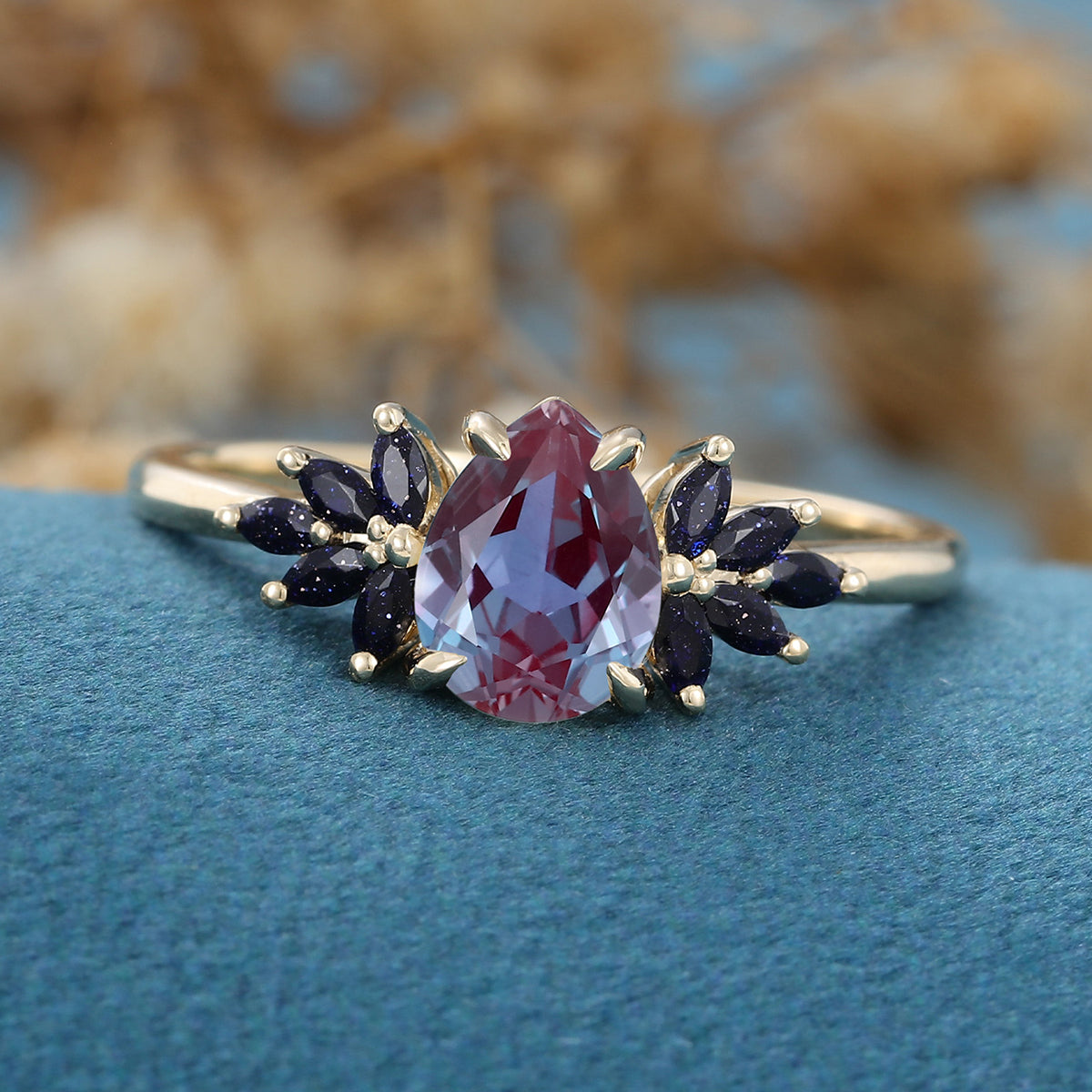 Pear cut Alexandrite Engagement ring 