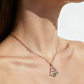 Christmas Tree Lab Emerald Pendant Necklace with Moissanite Halo Accents
