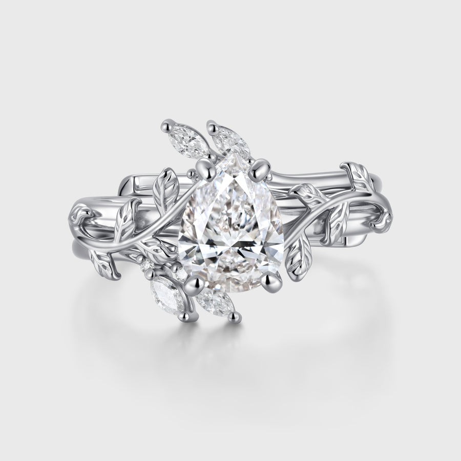 Nature Inspired  Pear cut 1.0CT~5.0CT  IGI Lab-grown Diamond Engagement Ring set