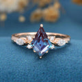 Kite Cut Alexandrite Cluster Engagement Ring