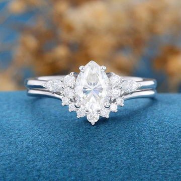 Pear Cut Moissanite Wedding Bridal Set