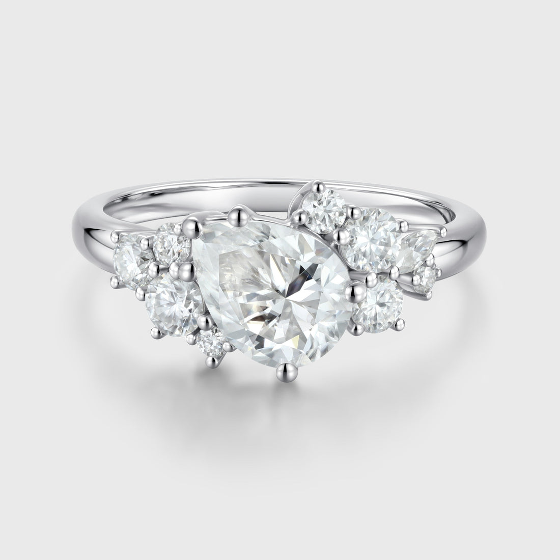 1.2 Carat Vintage Pear shaped Moissanite Cluster Engagement Ring