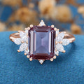 Emerald Cut Alexandrite Engagement Ring 