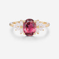 Oval cut Tourmaline Cluster Engagement Ring