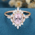 1.0Carat Oval cut Morganite Halo | Cluster Engagement ring