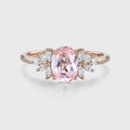 Oval Shaped Lab Grown Pink Sapphire Moissanite Cluster Engagement ring
