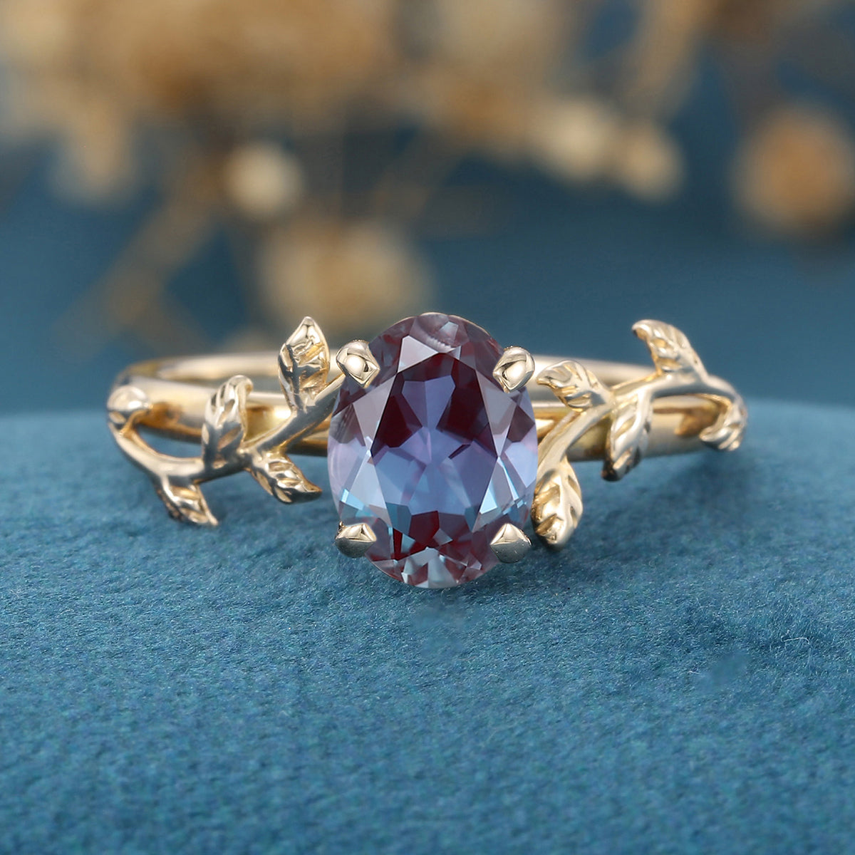 Oval cut Alexandrite Engagement ring