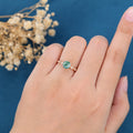 Round cut Moss Agate Matching Diamonds Gold Engagement Ring