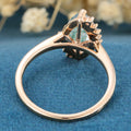 Marquise cut Moss Agate Matching London blue Topaz Gold Engagement Ring