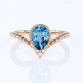 Bezel setting Marquise cut London Blue Topaz Gold Engagement Ring
