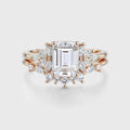 Emerald cut Moissanite Engagement ring Bridal Set