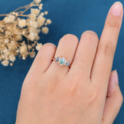 Round cut Moss Agate Matching London blue Topaz | Diamonds Gold Engagement Ring