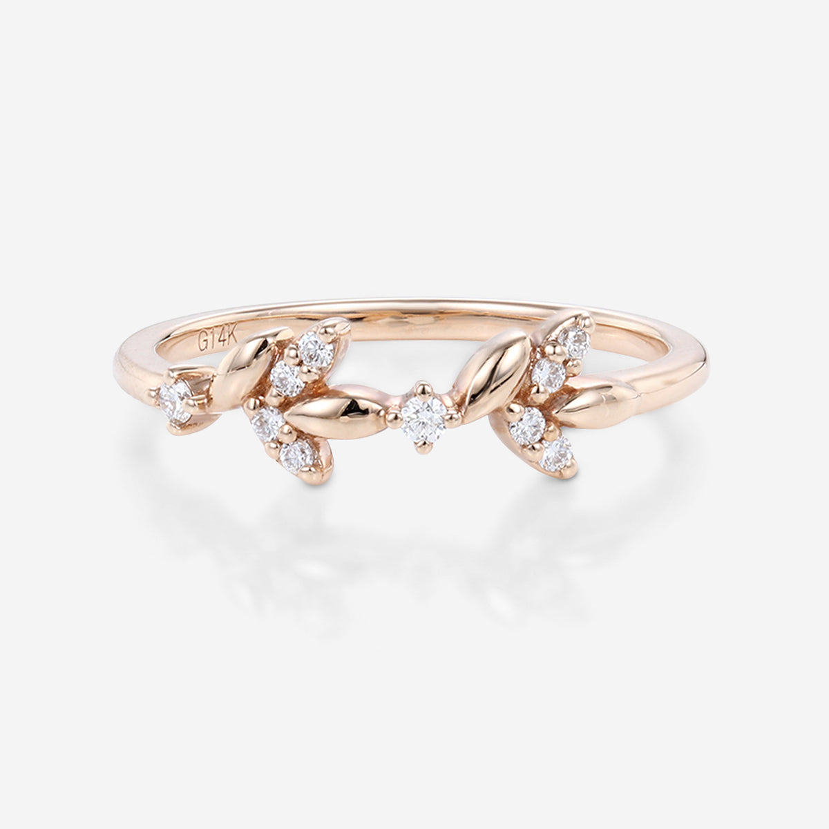 Nature Inspired moissanite | Diamonds Leaf branch stacking Gold wedding ring