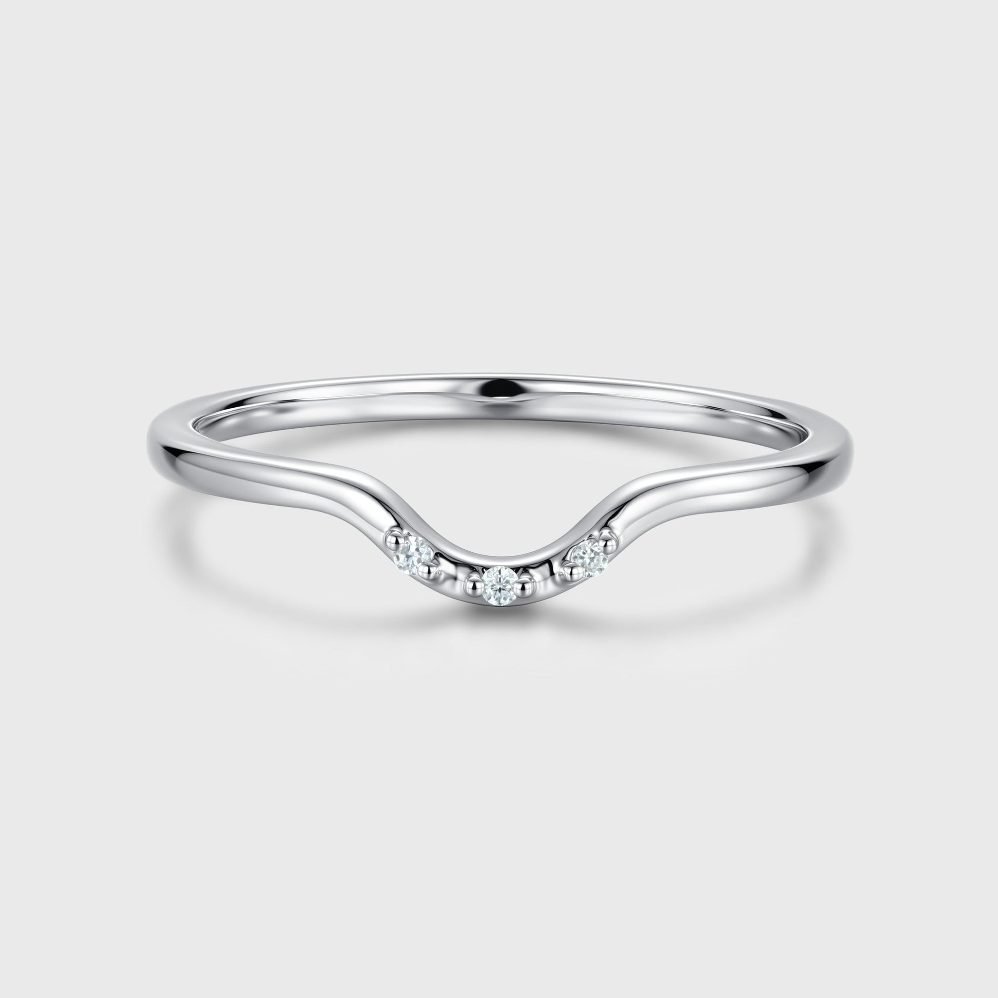 Moissanite | Diamond Curved Wedding Band