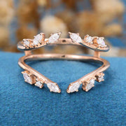 Marquise cut Moissanite| Diamond Double Open Curved Wedding Band