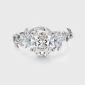 1.0CT~5.0CT Oval cut Lab grown diamond Leaf Engagement Ring Nature Inspired Band
