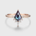 Kite Cut Lab Alexandrite Engagement Ring