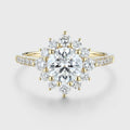 Round Moissanite Halo | Flower Half Eternity Engagement ring